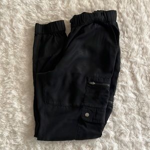 Banana Republic black cargo joggers elastic waste band with drawstring small